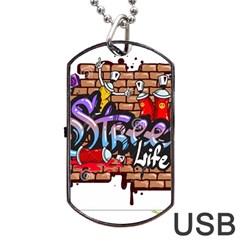 Graffiti Word Characters Composition Decorative Urban World Youth Street Life Art Spraycan Drippy Bl Dog Tag Usb Flash (two Sides)