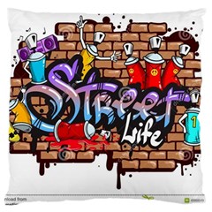 Graffiti Word Characters Composition Decorative Urban World Youth Street Life Art Spraycan Drippy Bl Large Cushion Case (two Sides) by Foxymomma