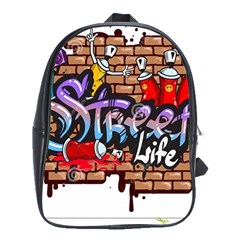 Graffiti Word Characters Composition Decorative Urban World Youth Street Life Art Spraycan Drippy Bl School Bags (xl)  by Foxymomma