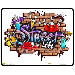 Graffiti Word Characters Composition Decorative Urban World Youth Street Life Art Spraycan Drippy Bl Double Sided Fleece Blanket (medium)  by Foxymomma