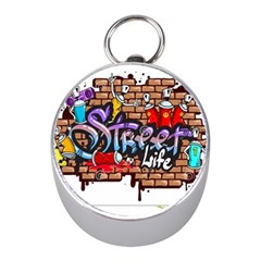 Graffiti Word Characters Composition Decorative Urban World Youth Street Life Art Spraycan Drippy Bl Mini Silver Compasses by Foxymomma