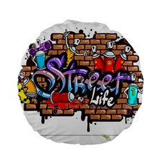 Graffiti Word Characters Composition Decorative Urban World Youth Street Life Art Spraycan Drippy Bl Standard 15  Premium Flano Round Cushions by Foxymomma