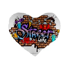 Graffiti Word Characters Composition Decorative Urban World Youth Street Life Art Spraycan Drippy Bl Standard 16  Premium Flano Heart Shape Cushions