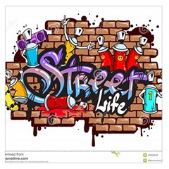 Graffiti Word Characters Composition Decorative Urban World Youth Street Life Art Spraycan Drippy Bl Large Satin Scarf (square)