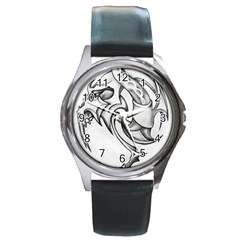 Tattoo Design 002 Round Metal Watch