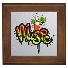 Graffiti Word Character Print Spray Can Element Player Music Notes Drippy Font Text Sample Grunge Ve Framed Tiles by Foxymomma