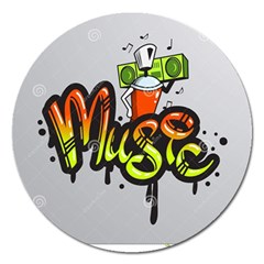 Graffiti Word Character Print Spray Can Element Player Music Notes Drippy Font Text Sample Grunge Ve Magnet 5  (round) by Foxymomma