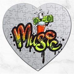 Graffiti Word Character Print Spray Can Element Player Music Notes Drippy Font Text Sample Grunge Ve Jigsaw Puzzle (heart) by Foxymomma