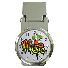 Graffiti Word Character Print Spray Can Element Player Music Notes Drippy Font Text Sample Grunge Ve Money Clip Watches by Foxymomma