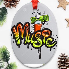 Graffiti Word Character Print Spray Can Element Player Music Notes Drippy Font Text Sample Grunge Ve Oval Ornament (two Sides) by Foxymomma