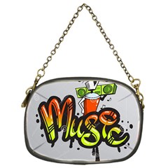 Graffiti Word Character Print Spray Can Element Player Music Notes Drippy Font Text Sample Grunge Ve Chain Purses (one Side)  by Foxymomma