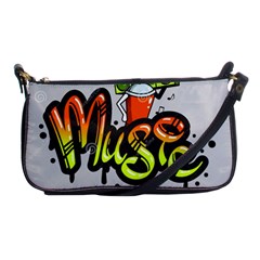 Graffiti Word Character Print Spray Can Element Player Music Notes Drippy Font Text Sample Grunge Ve Shoulder Clutch Bags by Foxymomma