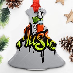 Graffiti Word Character Print Spray Can Element Player Music Notes Drippy Font Text Sample Grunge Ve Christmas Tree Ornament (two Sides) by Foxymomma