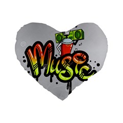 Graffiti Word Character Print Spray Can Element Player Music Notes Drippy Font Text Sample Grunge Ve Standard 16  Premium Heart Shape Cushions by Foxymomma