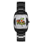 Graffiti Word Character Print Spray Can Element Player Music Notes Drippy Font Text Sample Grunge Ve Stainless Steel Barrel Watch Front