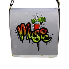 Graffiti Word Character Print Spray Can Element Player Music Notes Drippy Font Text Sample Grunge Ve Flap Messenger Bag (l)  by Foxymomma