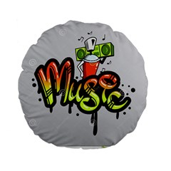 Graffiti Word Character Print Spray Can Element Player Music Notes Drippy Font Text Sample Grunge Ve Standard 15  Premium Flano Round Cushions by Foxymomma