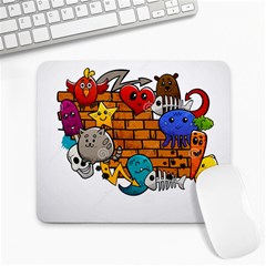 Graffiti Characters Flat Color Concept Cartoon Animals Fruit Abstract Around Brick Wall Vector Illus Large Mousepads by Foxymomma