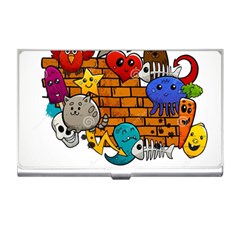 Graffiti Characters Flat Color Concept Cartoon Animals Fruit Abstract Around Brick Wall Vector Illus Business Card Holders by Foxymomma