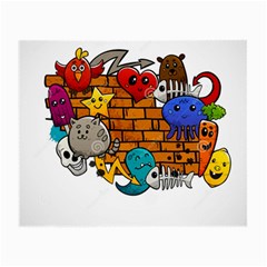 Graffiti Characters Flat Color Concept Cartoon Animals Fruit Abstract Around Brick Wall Vector Illus Small Glasses Cloth by Foxymomma