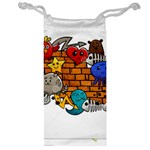 Graffiti Characters Flat Color Concept Cartoon Animals Fruit Abstract Around Brick Wall Vector Illus Jewelry Bag Front