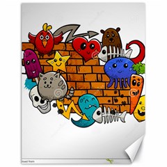 Graffiti Characters Flat Color Concept Cartoon Animals Fruit Abstract Around Brick Wall Vector Illus Canvas 18  X 24   by Foxymomma