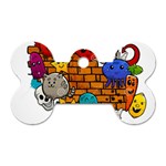 Graffiti Characters Flat Color Concept Cartoon Animals Fruit Abstract Around Brick Wall Vector Illus Dog Tag Bone (Two Sides) Front