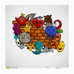 Graffiti Characters Flat Color Concept Cartoon Animals Fruit Abstract Around Brick Wall Vector Illus Medium Glasses Cloth (2-side) by Foxymomma