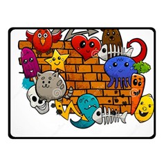 Graffiti Characters Flat Color Concept Cartoon Animals Fruit Abstract Around Brick Wall Vector Illus Fleece Blanket (small) by Foxymomma