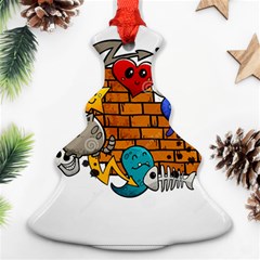 Graffiti Characters Flat Color Concept Cartoon Animals Fruit Abstract Around Brick Wall Vector Illus Christmas Tree Ornament (two Sides) by Foxymomma