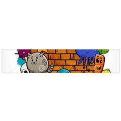 Graffiti Characters Flat Color Concept Cartoon Animals Fruit Abstract Around Brick Wall Vector Illus Flano Scarf (small) 