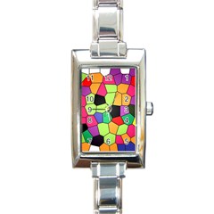 Stained Glass Abstract Background Rectangle Italian Charm Watch by Nexatart