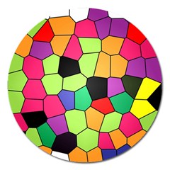 Stained Glass Abstract Background Magnet 5  (round) by Nexatart