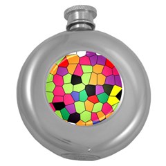 Stained Glass Abstract Background Round Hip Flask (5 Oz) by Nexatart