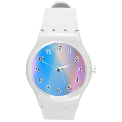 Twist Blue Pink Mauve Background Round Plastic Sport Watch (m)