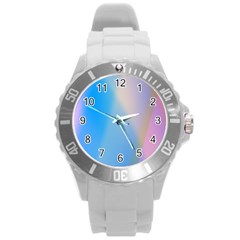 Twist Blue Pink Mauve Background Round Plastic Sport Watch (l)