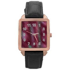 Stars Nebula Universe Artistic Rose Gold Leather Watch  by Nexatart