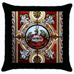 Stained Glass Skylight In The Cedar Creek Room In The Vermont State House Throw Pillow Case (black) by Nexatart