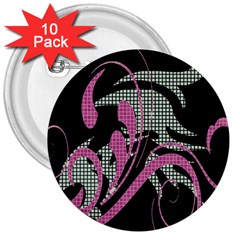 Violet Calligraphic Art 3  Buttons (10 Pack) 