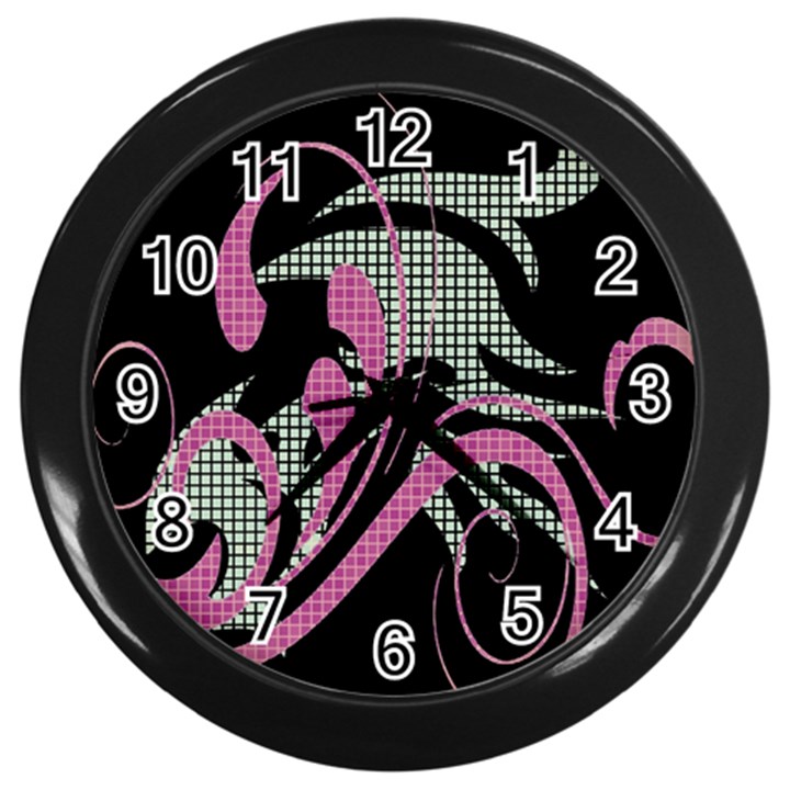 Violet Calligraphic Art Wall Clocks (Black)