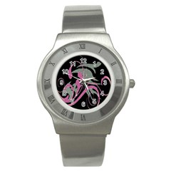 Violet Calligraphic Art Stainless Steel Watch