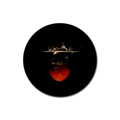 Strawberry Rubber Coaster (round)  by Nexatart