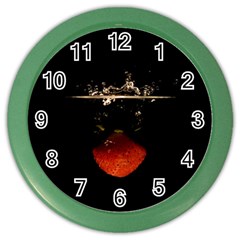 Strawberry Color Wall Clocks by Nexatart