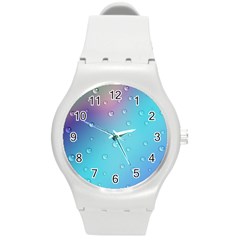 Water Droplets Round Plastic Sport Watch (m)