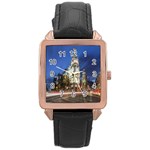 Architecture Building Exterior Buildings City Rose Gold Leather Watch  Front