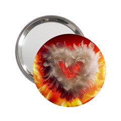 Arts Fire Valentines Day Heart Love Flames Heart 2 25  Handbag Mirrors by Nexatart