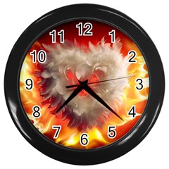 Arts Fire Valentines Day Heart Love Flames Heart Wall Clocks (black) by Nexatart