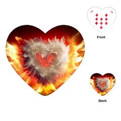 Arts Fire Valentines Day Heart Love Flames Heart Playing Cards (heart)  by Nexatart