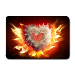 Arts Fire Valentines Day Heart Love Flames Heart Small Doormat  by Nexatart