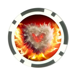 Arts Fire Valentines Day Heart Love Flames Heart Poker Chip Card Guard by Nexatart